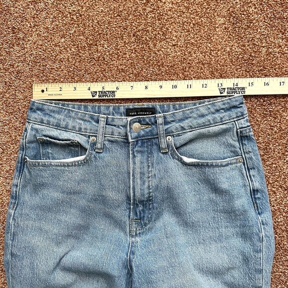 Free Assembly Denim Jeans Women’s 4 Patchwork Raw Hem High Rise Retro Casual - Picture 4 of 9